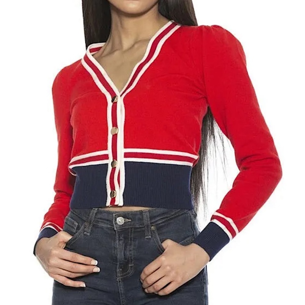 NWT Alexia Admor Contrast Trim Cardigan